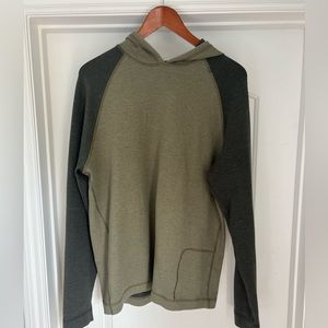 Lululemon stretch hoodie, olive green, good condition, men’s Large.